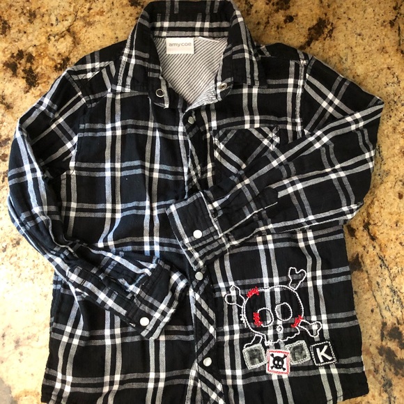 Amy Coe Other - ⚡️5/$20 Plaid l/s skull button down